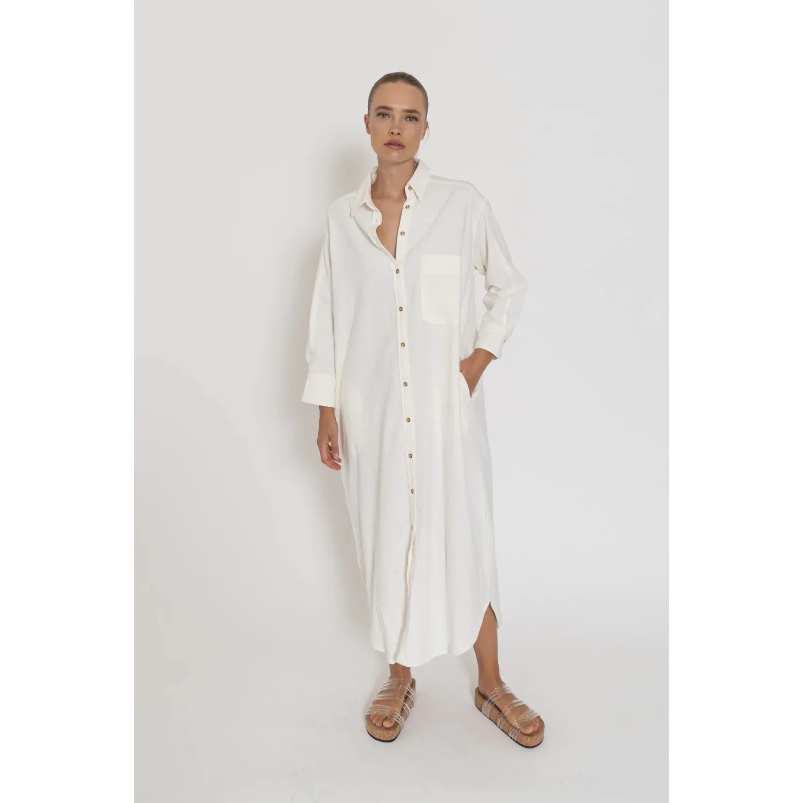 Capri Shirt Dress - White | Shop Now