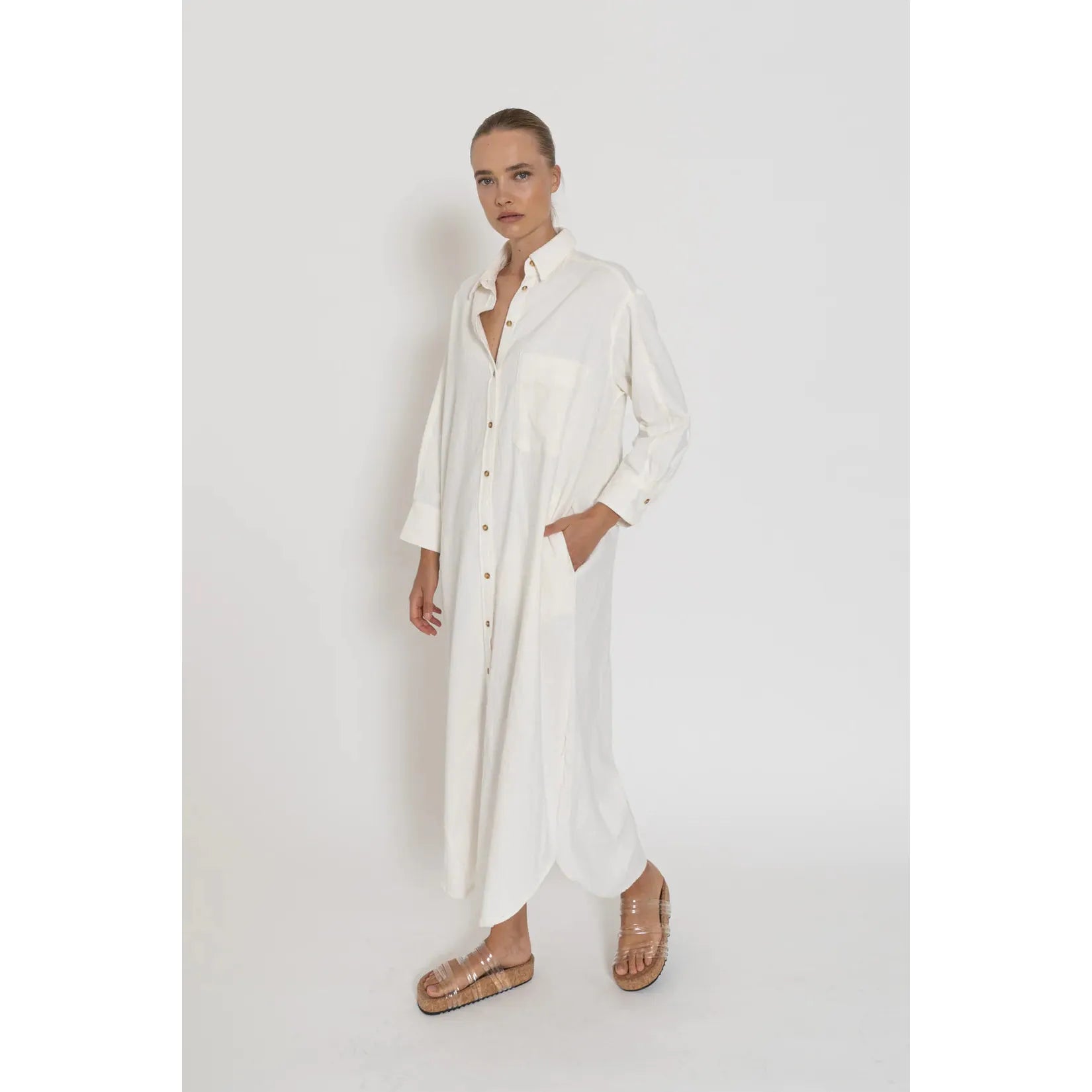 Capri Shirt Dress - White | Shop Now