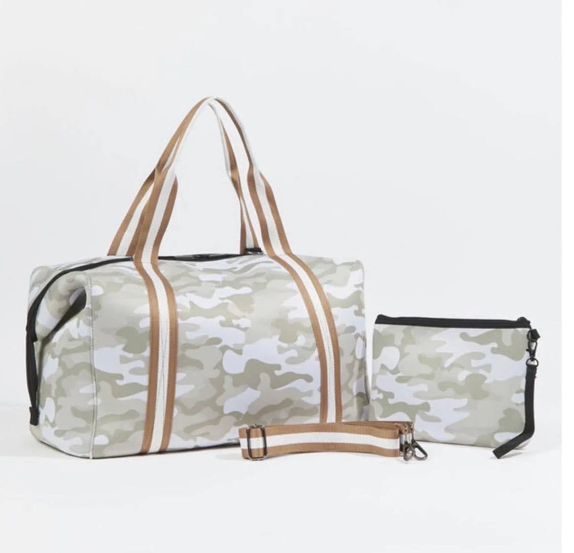 Cassie Weekender Champagne Camo Gold Straps