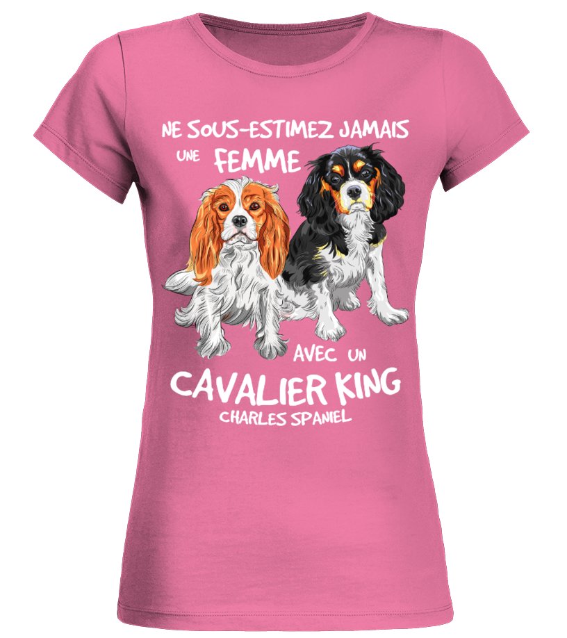 Cavalier King Charles Spaniel Dog T-shirt Women's Humorous Design – Never Underestimate a Woman (CTS23032203)