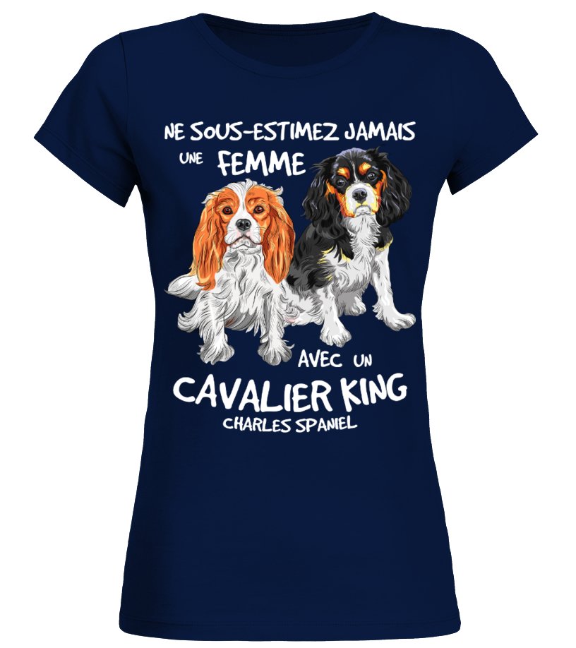 Cavalier King Charles Spaniel Dog T-shirt Women's Humorous Design – Never Underestimate a Woman (CTS23032203)