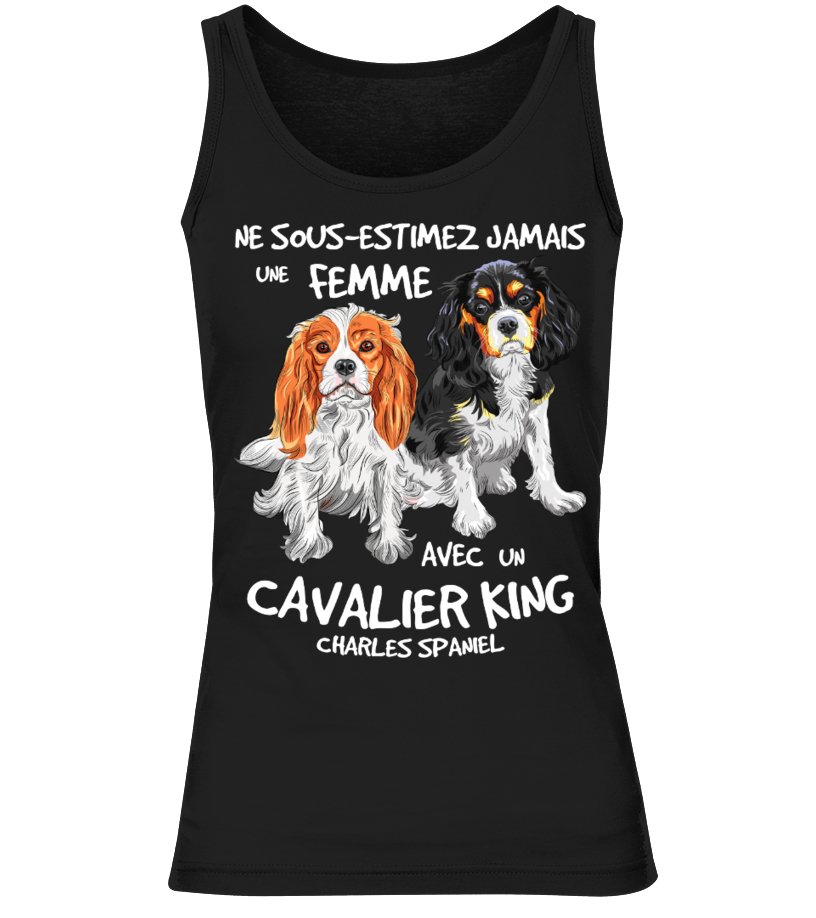 Cavalier King Charles Spaniel Dog T-shirt Women's Humorous Design – Never Underestimate a Woman (CTS23032203)