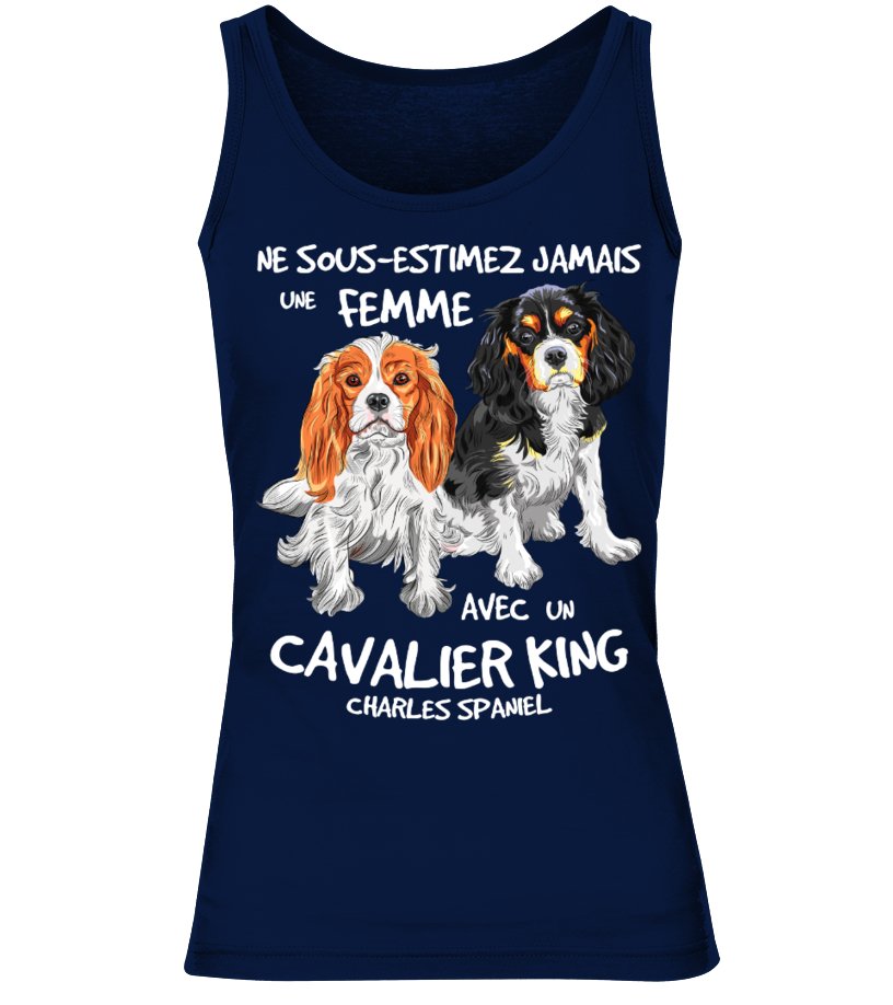 Cavalier King Charles Spaniel Dog T-shirt Women's Humorous Design – Never Underestimate a Woman (CTS23032203)