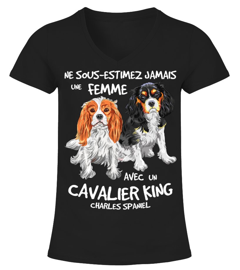 Cavalier King Charles Spaniel Dog T-shirt Women's Humorous Design – Never Underestimate a Woman (CTS23032203)