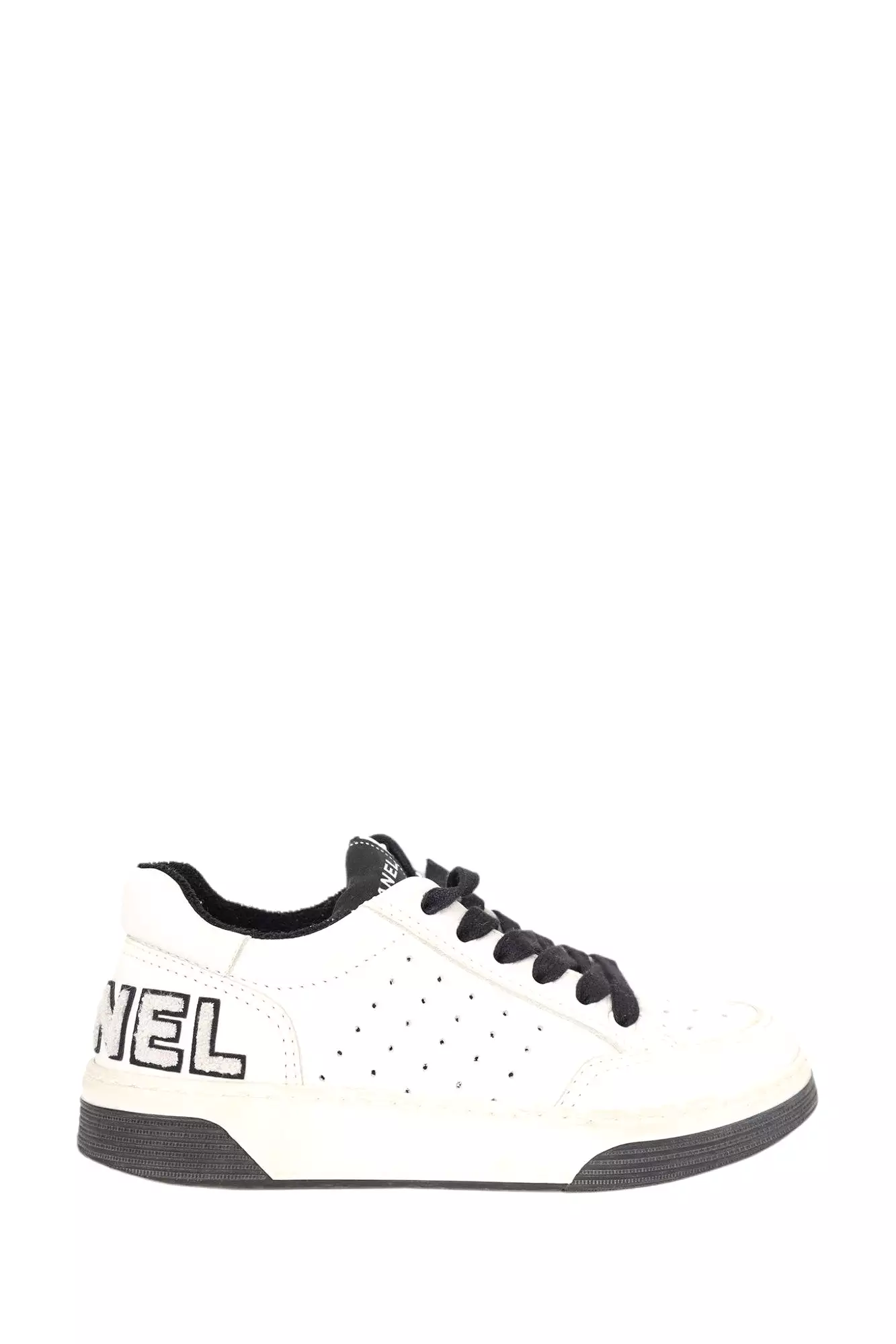 Chanel 2021 Black and White CC Logo Low-top Sneakers, Size 35.5.