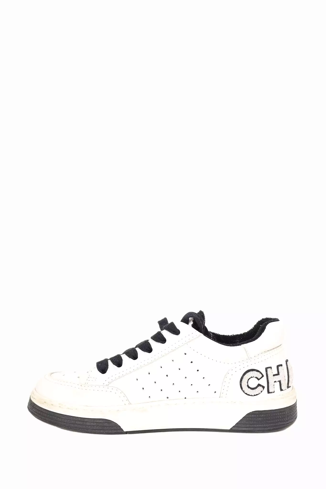 Chanel 2021 Black and White CC Logo Low-top Sneakers, Size 35.5.