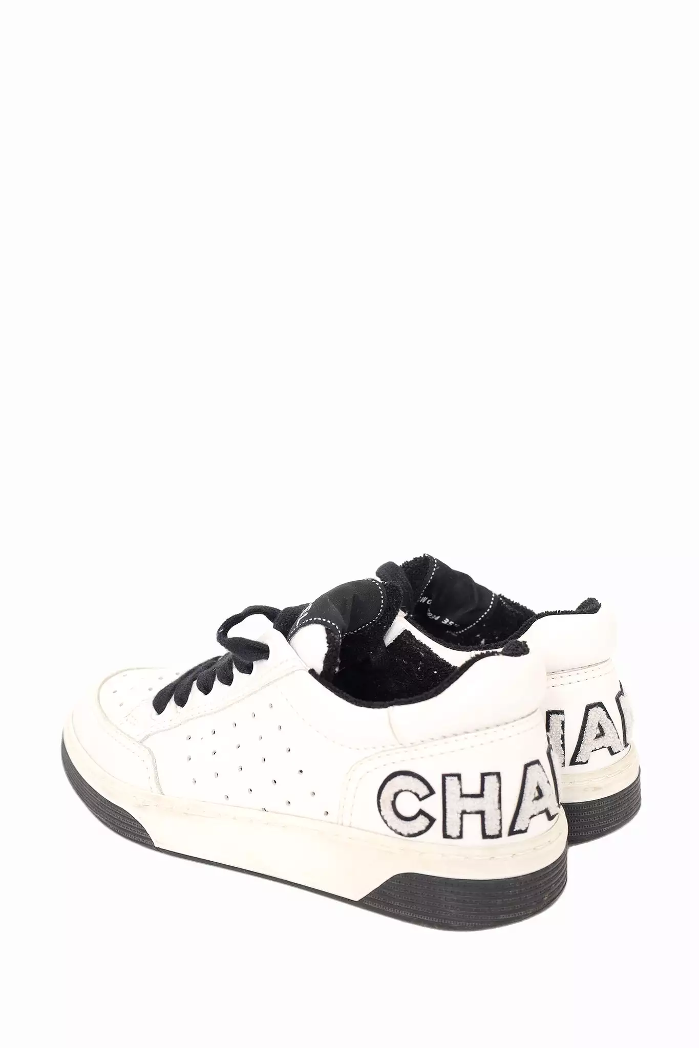 Chanel 2021 Black and White CC Logo Low-top Sneakers, Size 35.5.