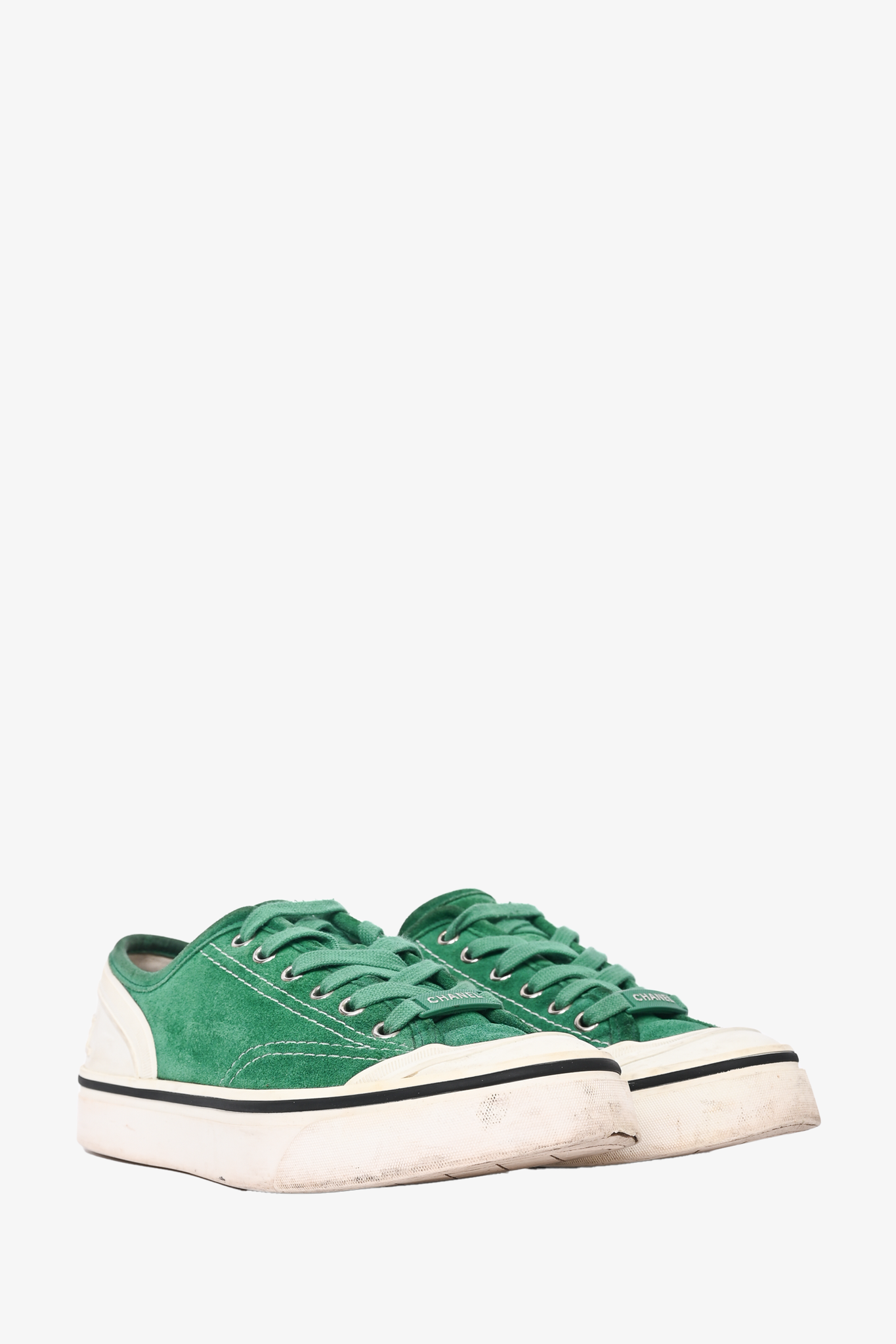 Chanel Green Suede Sneakers - Size 36