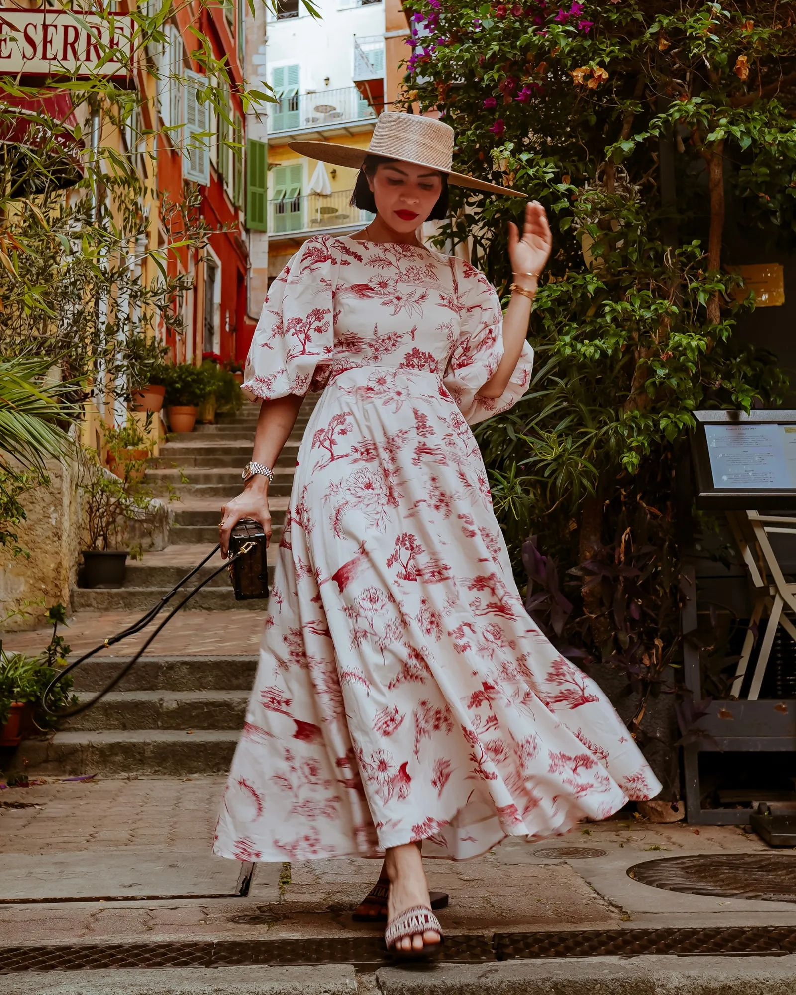 Chianti Toile Short Sleeve Midi Dress