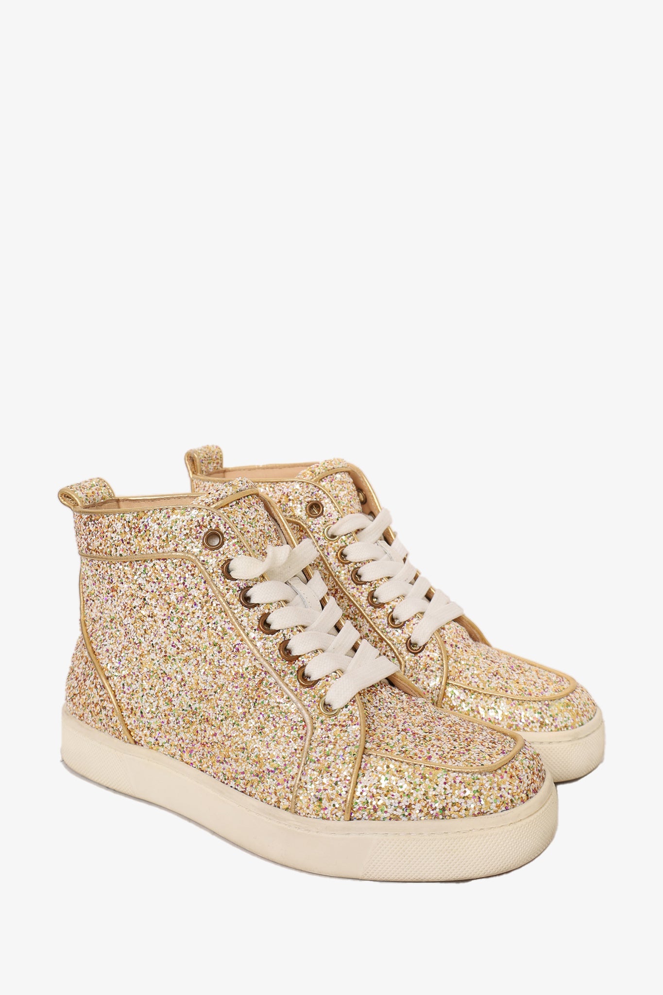 Christian Louboutin Gold High Top Sneakers 35