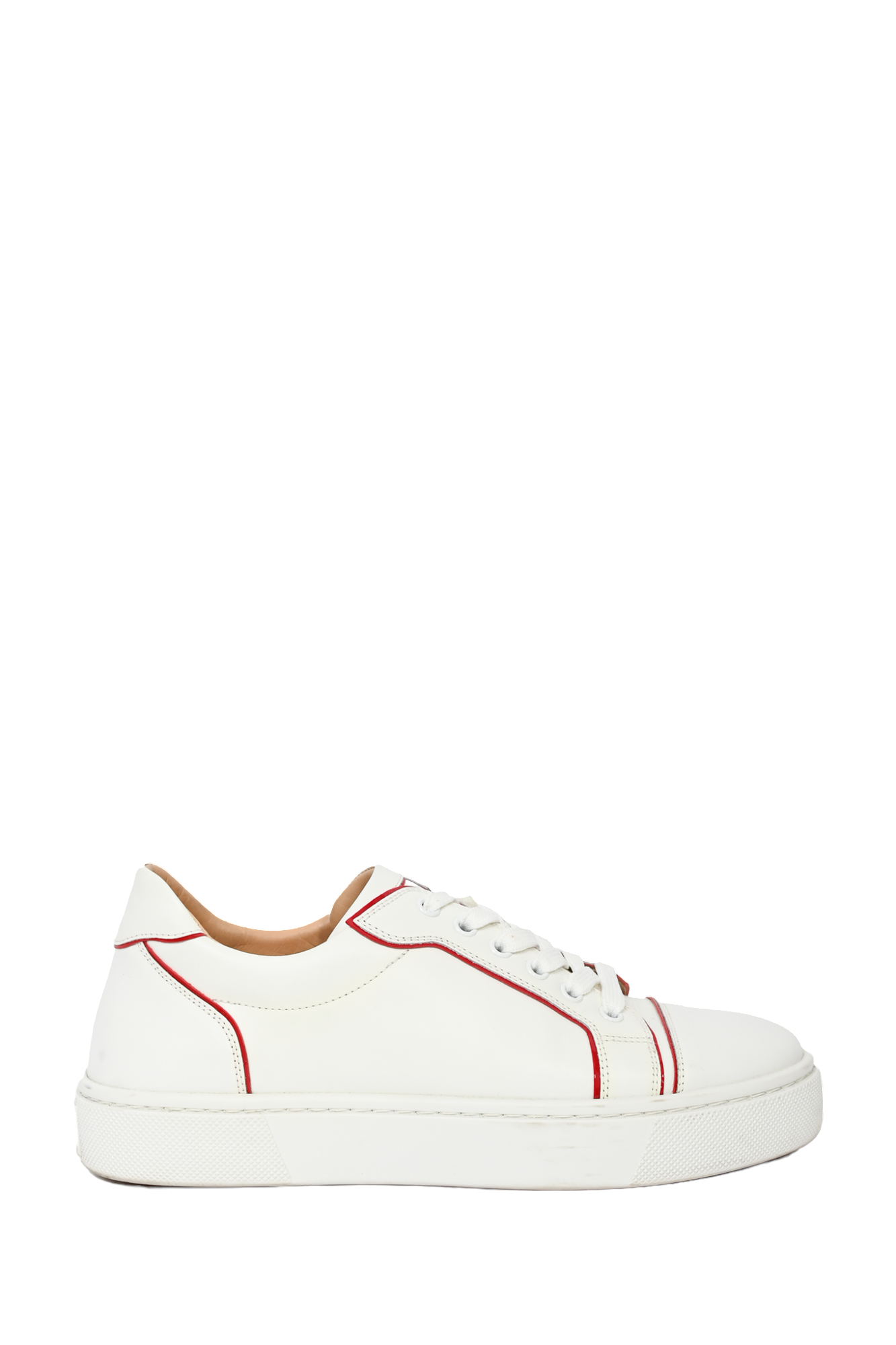 Christian Louboutin White Leather Sneakers Red Trim Size 39