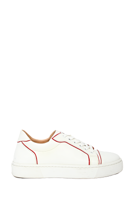 Christian Louboutin White Leather Sneakers Red Trim Size 39