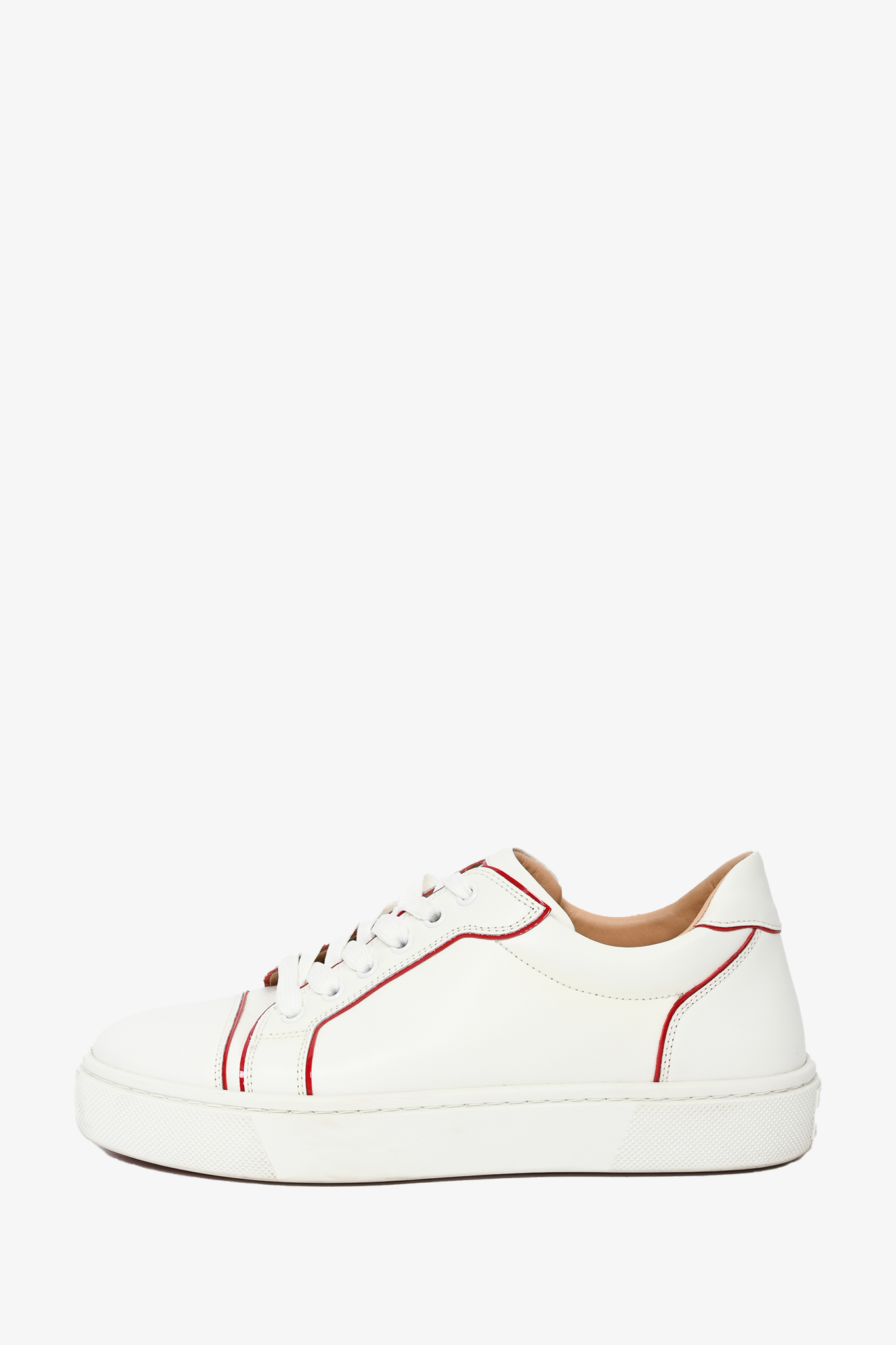 Christian Louboutin White Leather Sneakers Red Trim Size 39