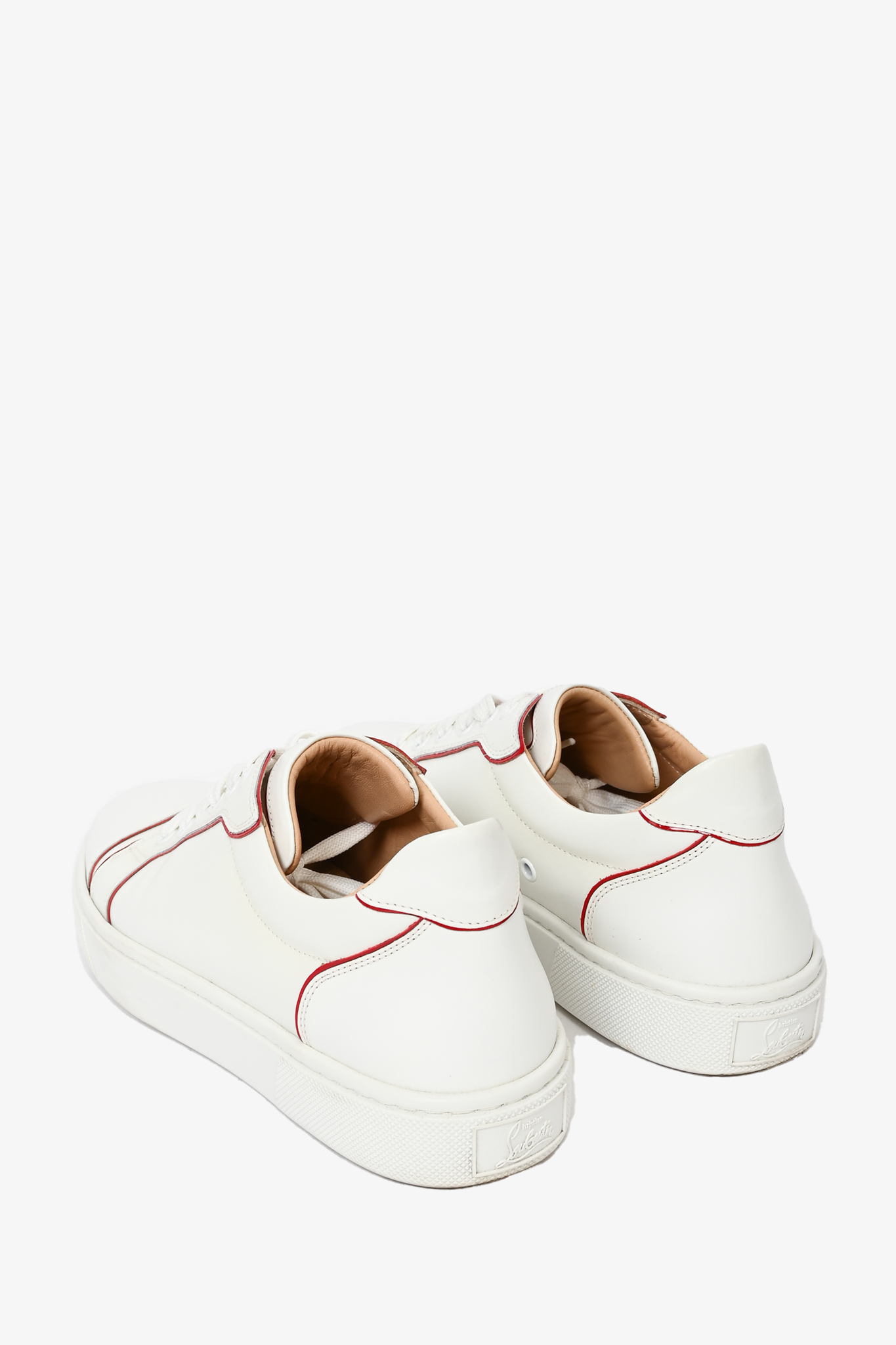 Christian Louboutin White Leather Sneakers Red Trim Size 39