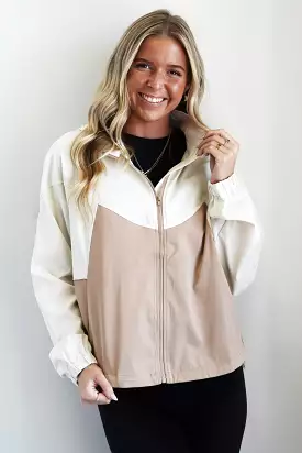 Cray Cream Mocha Contrast Windbreaker.