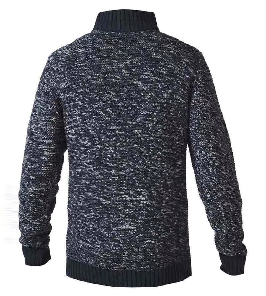 D555 Mens Zipper Neck Sweater With Woven Zipper Chest Pocket Remington Black