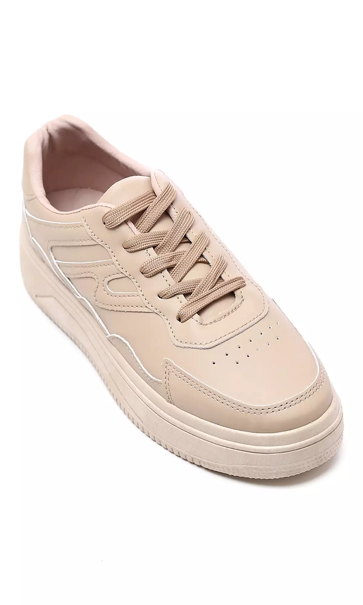 Dark Beige High-Sole Lace Up Casual Sneakers