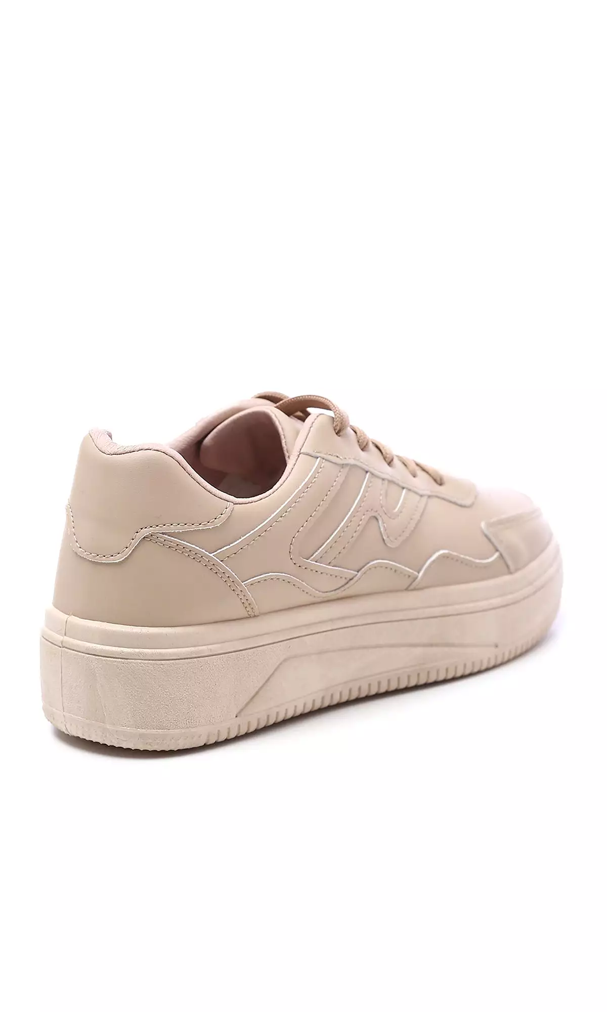 Dark Beige High-Sole Lace Up Casual Sneakers