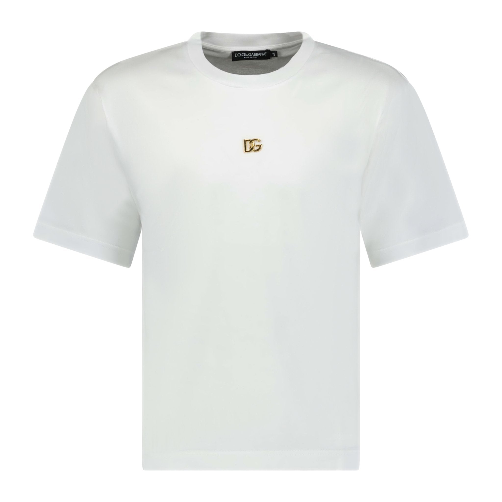 Dolce and Gabbana White T-Shirt with Metal Logo