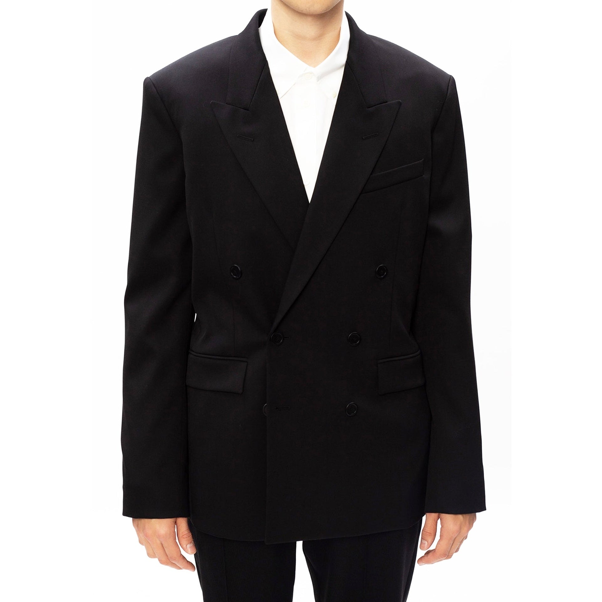 Double-breasted blazer from Balenciaga.