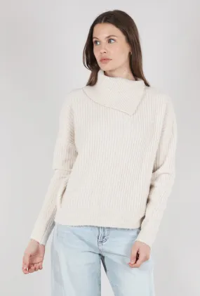 Easy Split Collar Sweater, Salt - Stylish and Versatile Split Collar Sweater in Salt Color