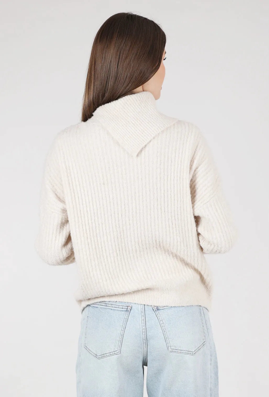 Easy Split Collar Sweater, Salt - Stylish and Versatile Split Collar Sweater in Salt Color