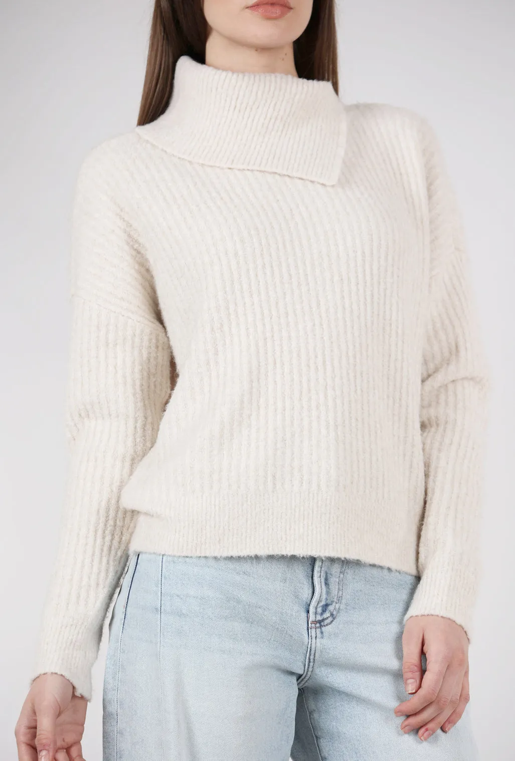 Easy Split Collar Sweater, Salt - Stylish and Versatile Split Collar Sweater in Salt Color