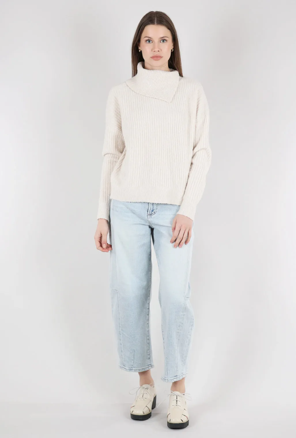 Easy Split Collar Sweater, Salt - Stylish and Versatile Split Collar Sweater in Salt Color