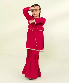 Embroidered Raw Silk Suit 3 Piece