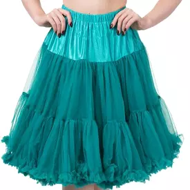 Emerald Green Rockabilly 50s Petticoat Skirt with Extra Volume and Vintage Net Fabric