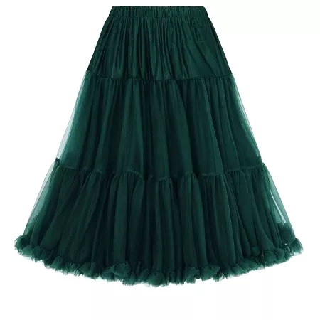 Extra Volume Bottle Green Net Vintage Rockabilly 50s Petticoat Skirt