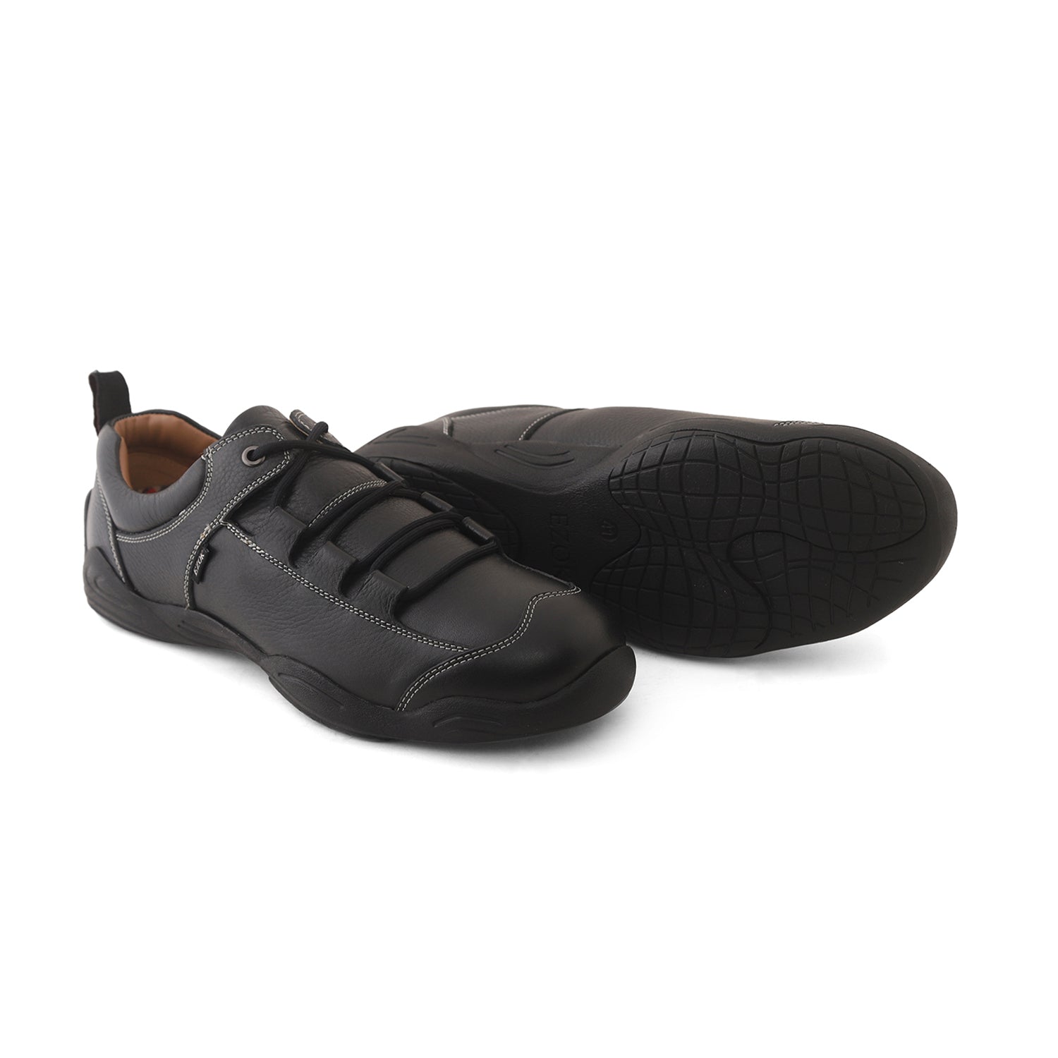 Ezok Black Leather Casual Sneakers