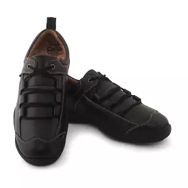 Ezok Black Leather Casual Sneakers