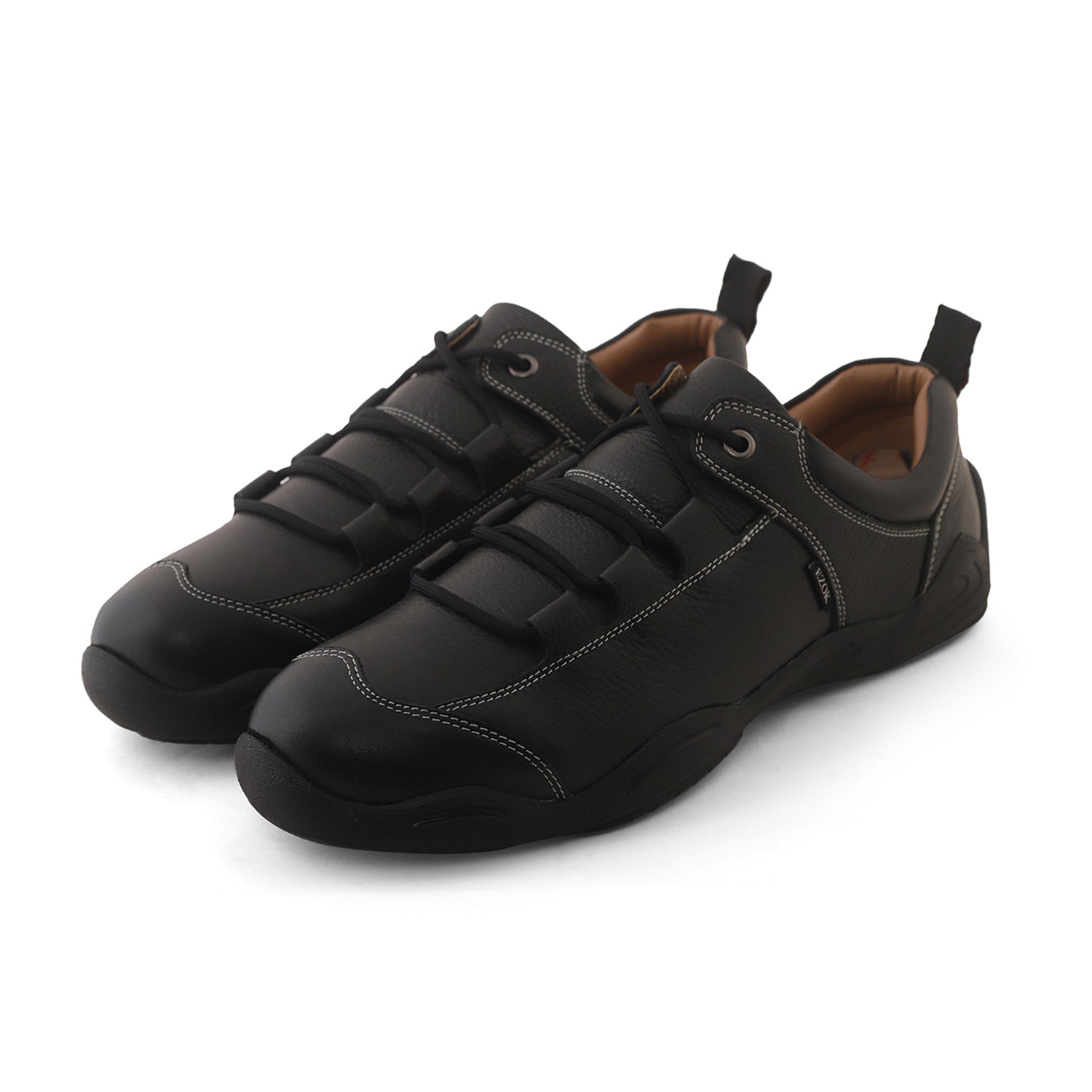 Ezok Black Leather Casual Sneakers