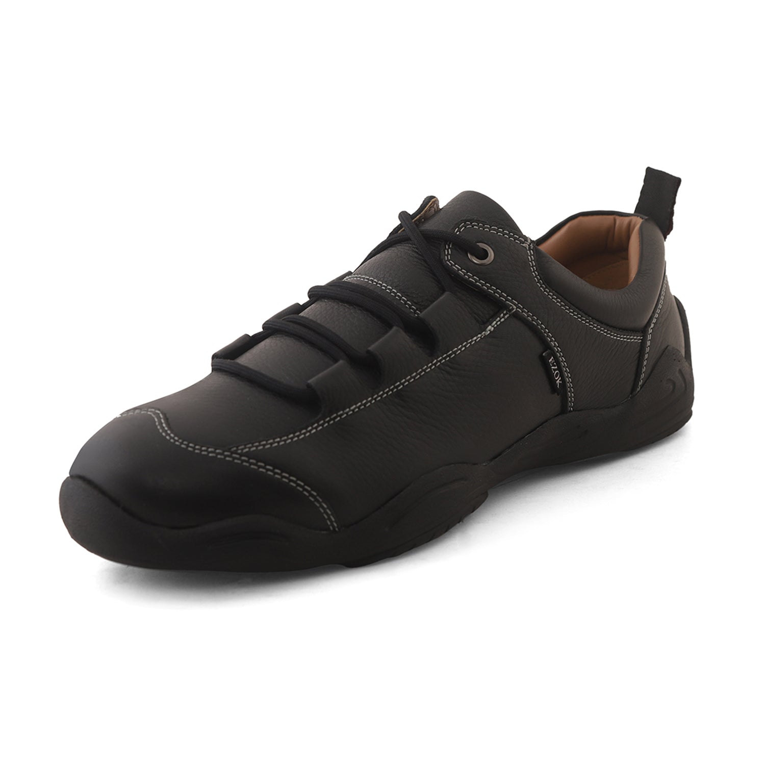 Ezok Black Leather Casual Sneakers