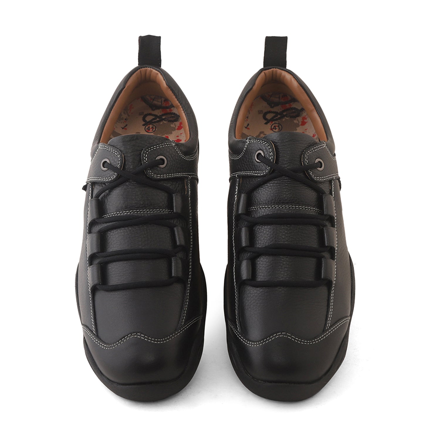 Ezok Black Leather Casual Sneakers