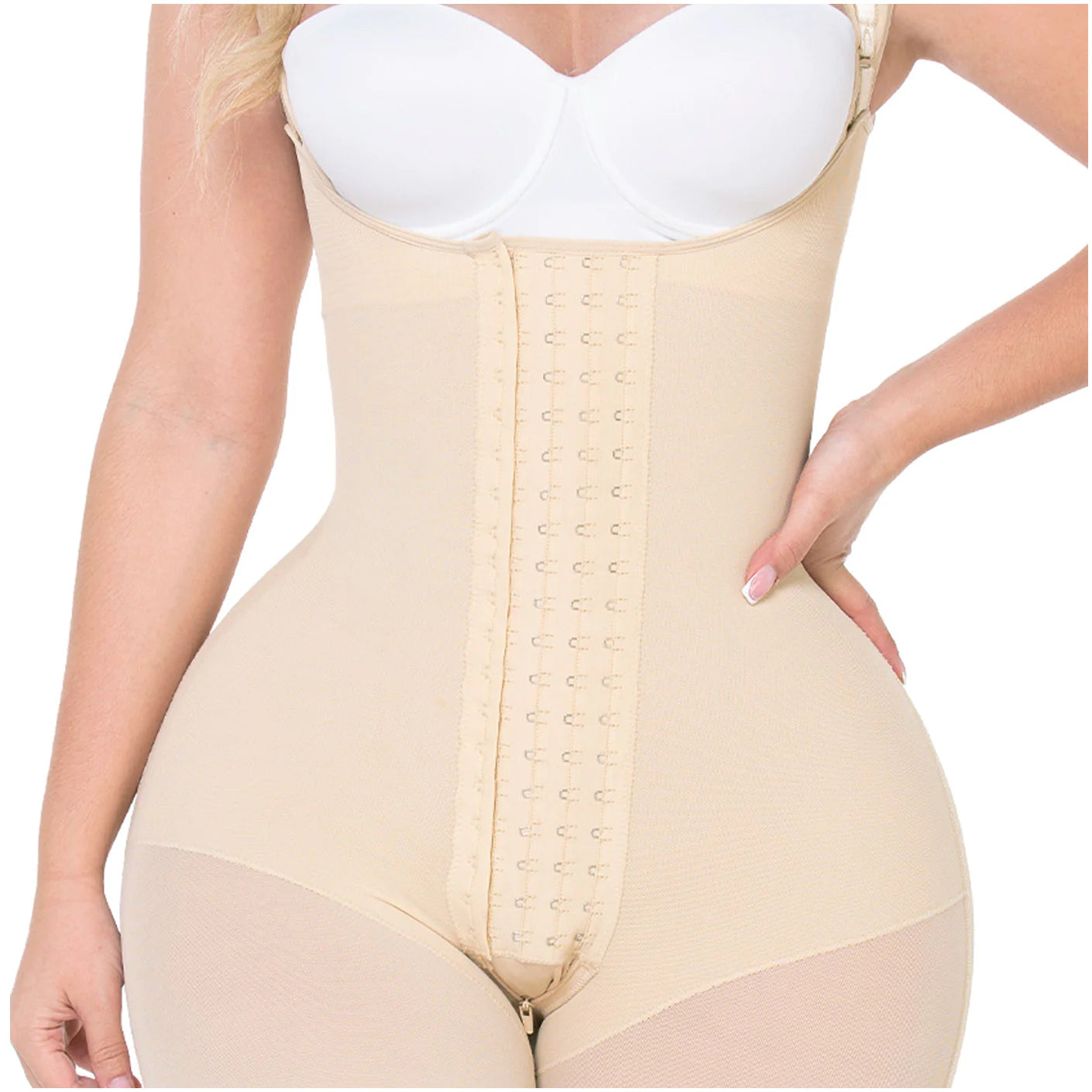 Fajas MYD 0489 - Colombian Post Surgery Shapewear Bodysuit for Hourglass Body Types - Mid Thigh