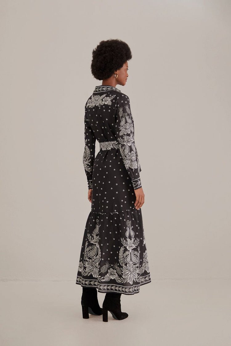 Farm Rio Black Paisley Maxi Dress