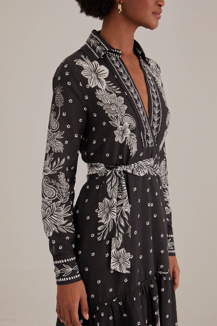 Farm Rio Black Paisley Maxi Dress