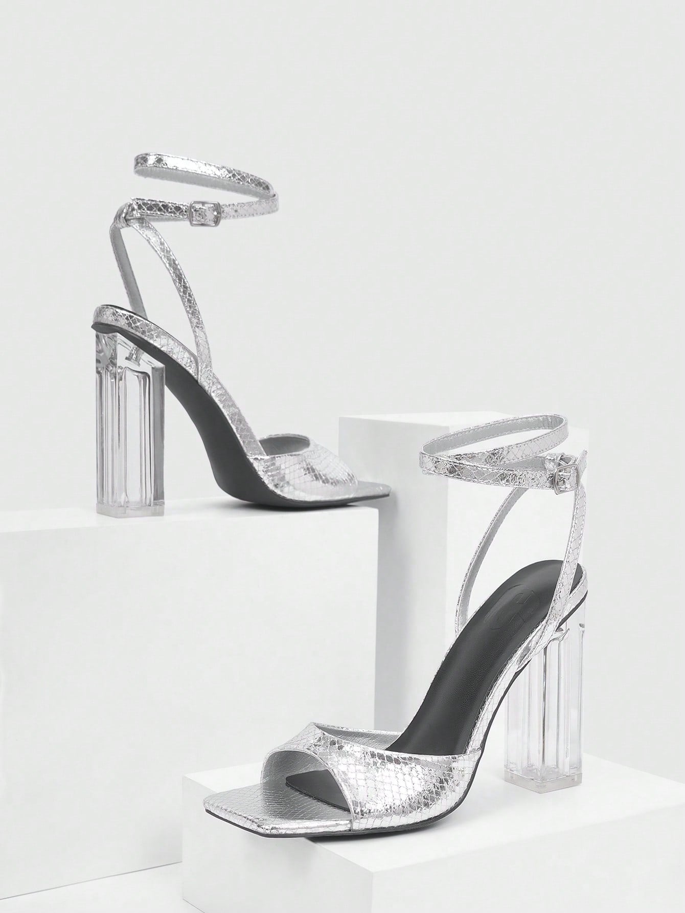 Fashionable Clear Heel & Silver High-Heel Sandals - Spring and Summer