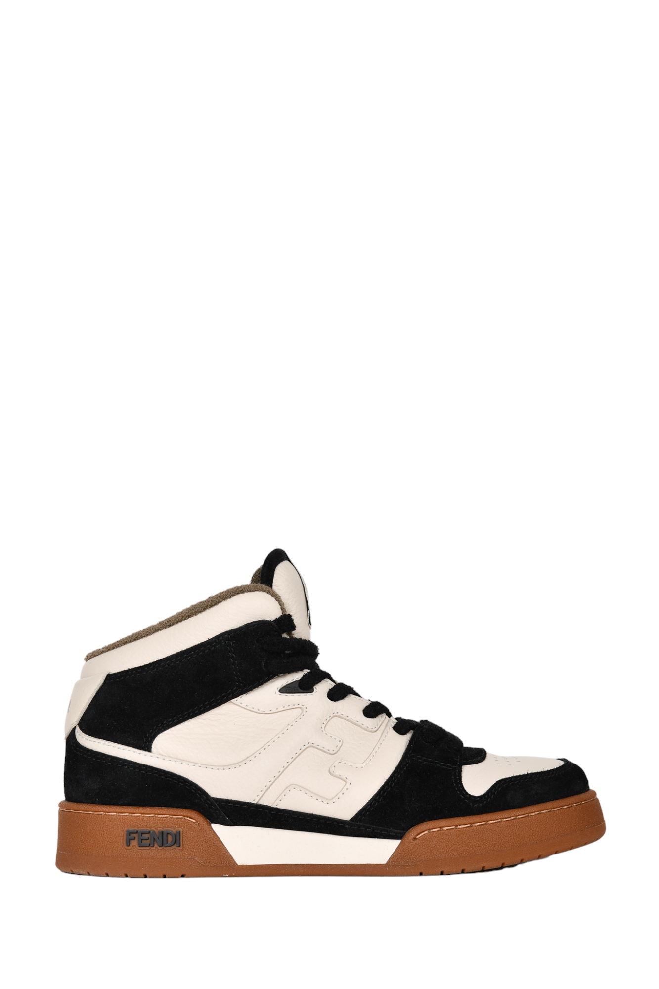 Fendi White and Black Leather Match High Top Sneakers - Size 40