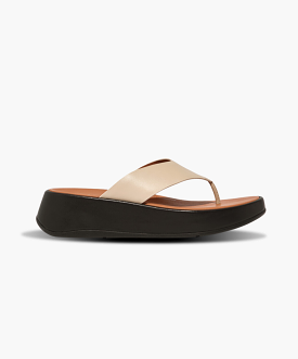 FitFlop beige leather flatform toe post sandals