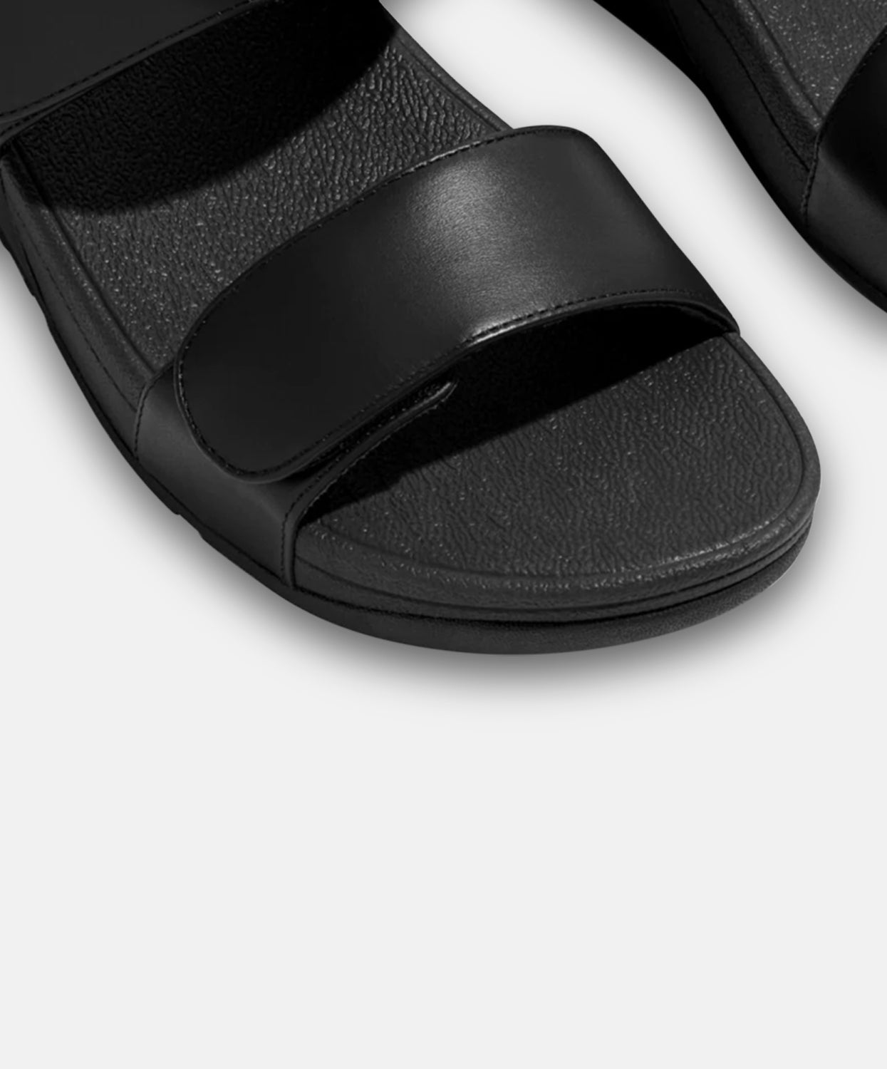 FitFlop Black Leather Adjustable Slides with Velcro strap