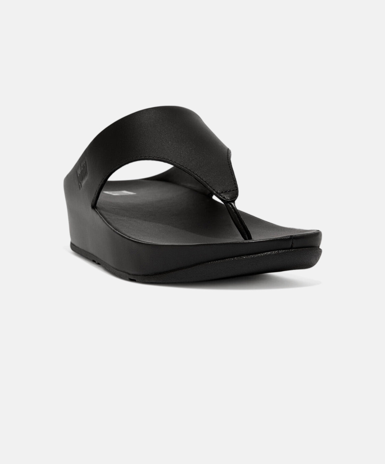 FitFlop Black Leather Toe Post Sandals