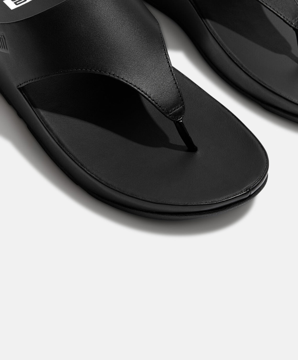 FitFlop Black Leather Toe Post Sandals