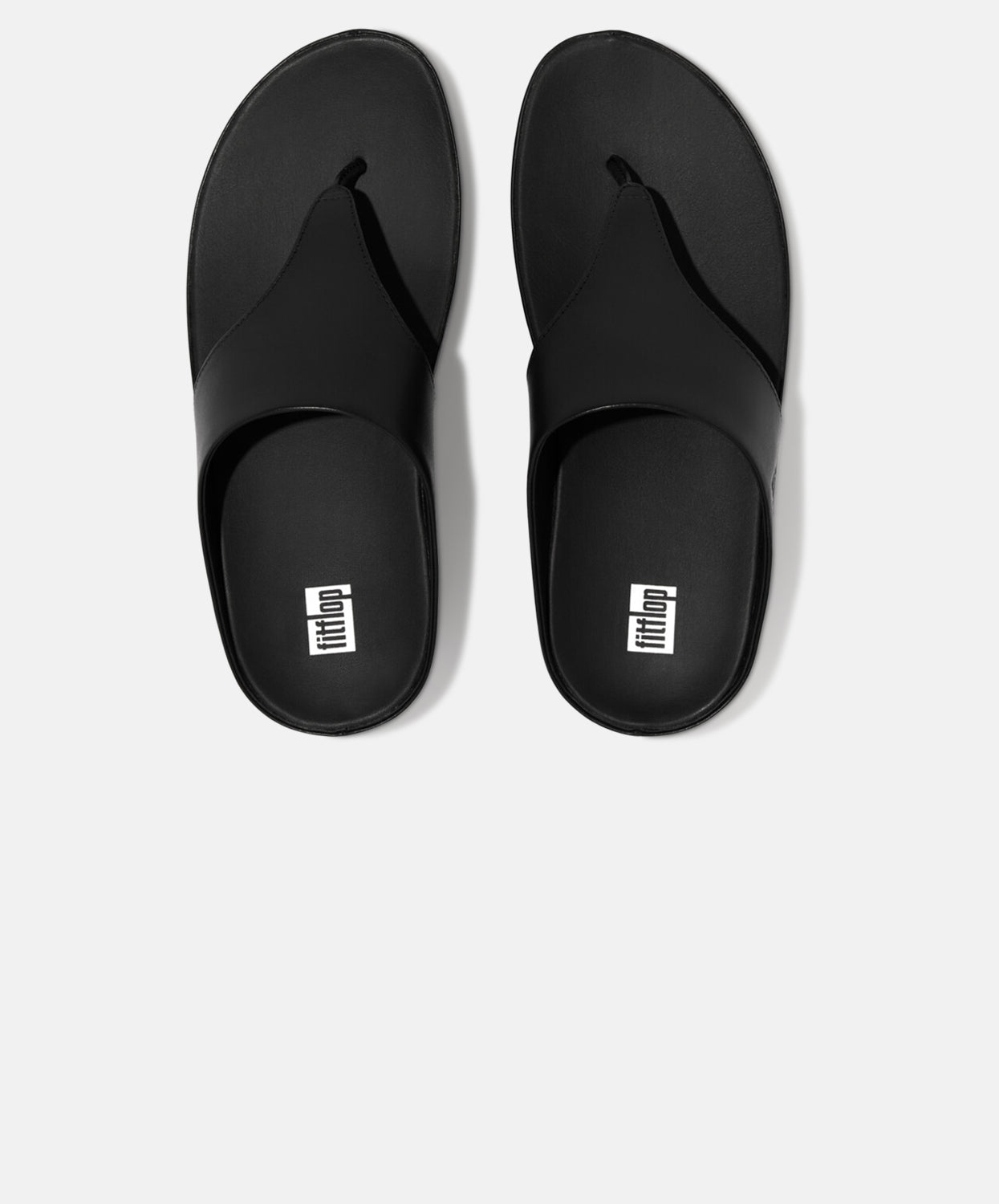 FitFlop Black Leather Toe Post Sandals