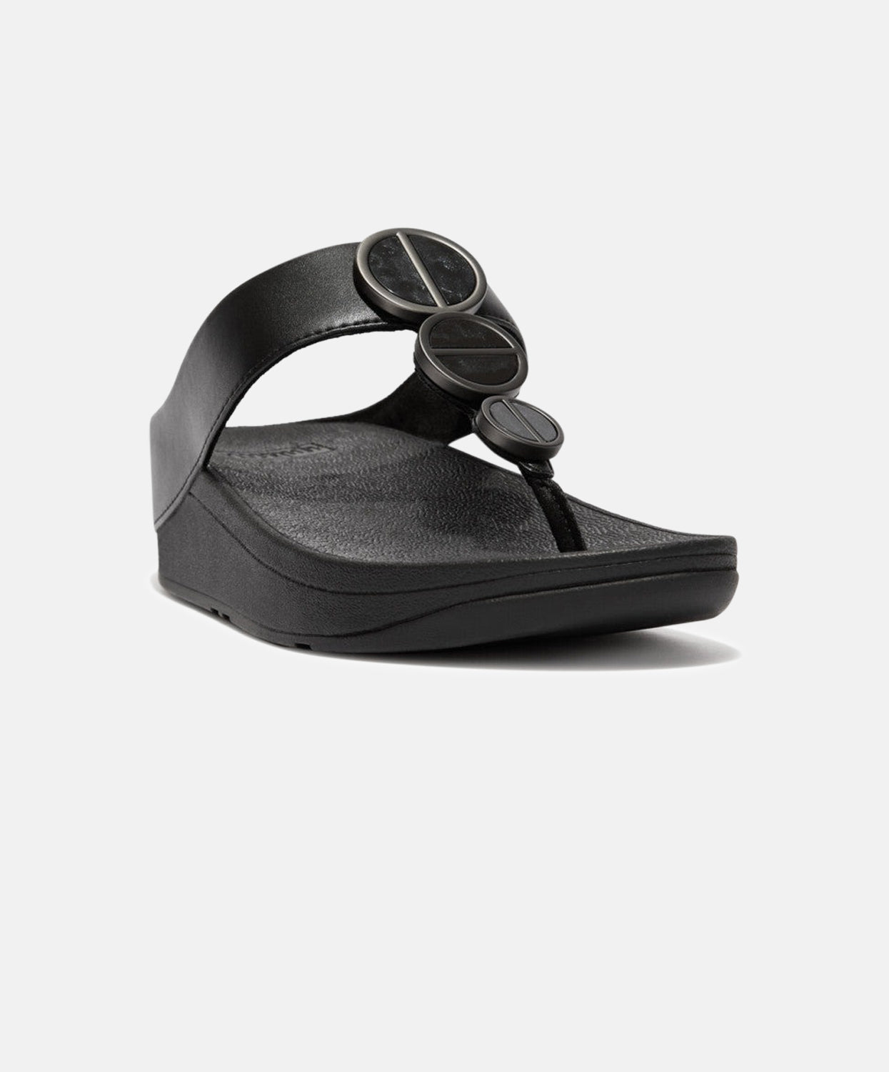 FitFlop Black Sandals with Metallic Trim