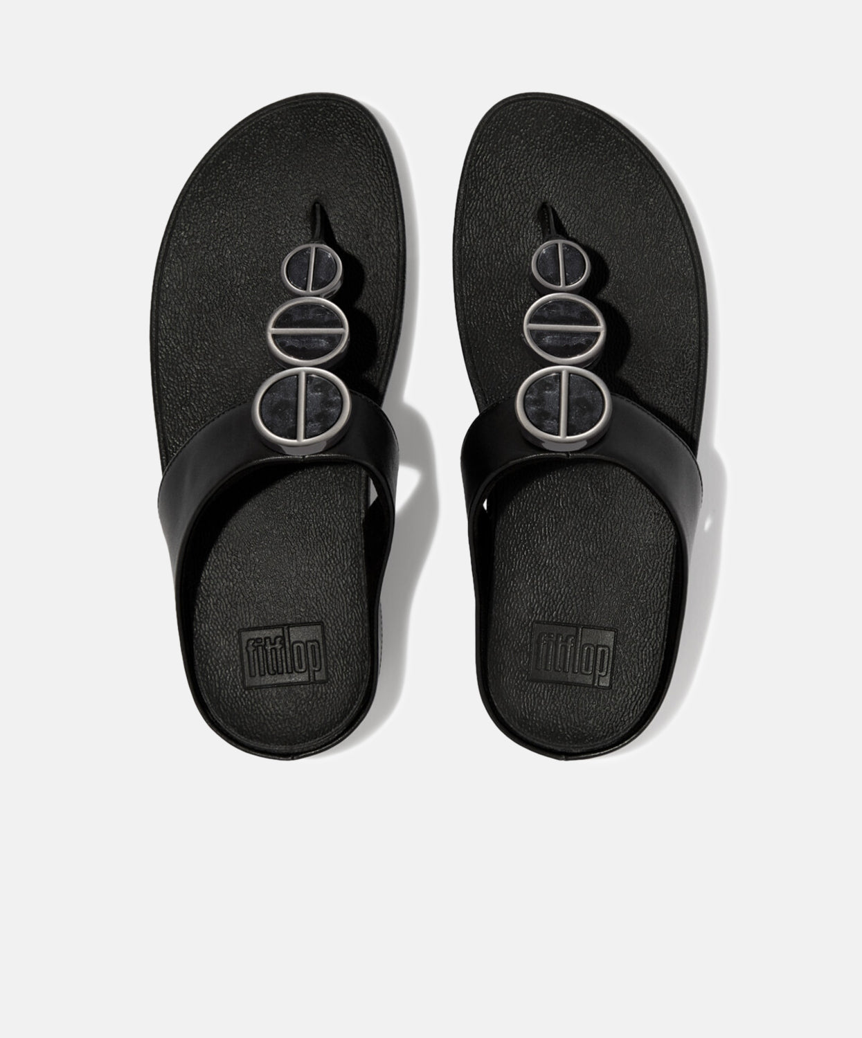 FitFlop Black Sandals with Metallic Trim