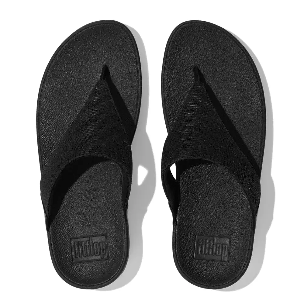 FitFlop Black Shimmerlux Toe-Post Sandals [result]