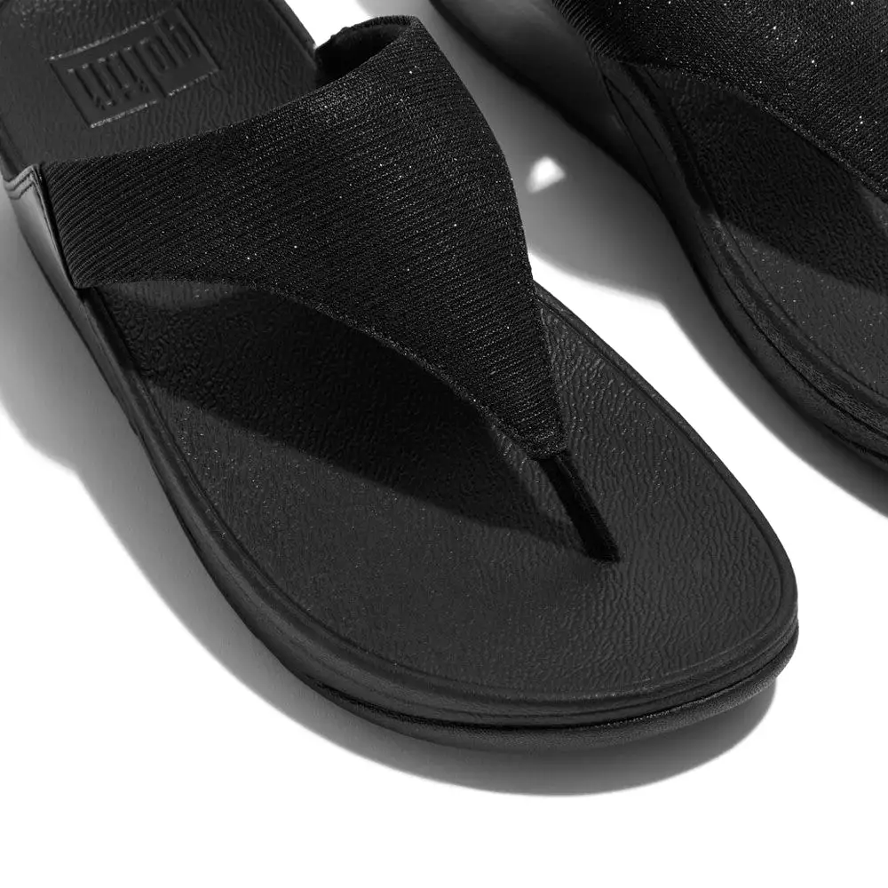 FitFlop Black Shimmerlux Toe-Post Sandals [result]